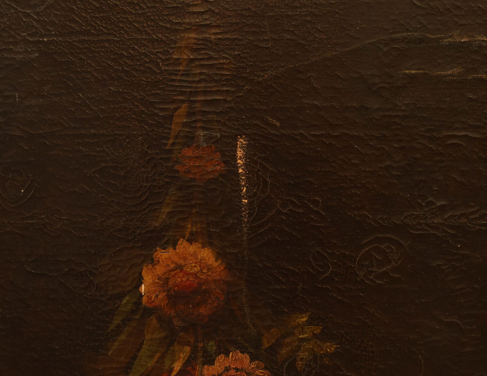 European Leather Three-Panel Botanical Screen - 8