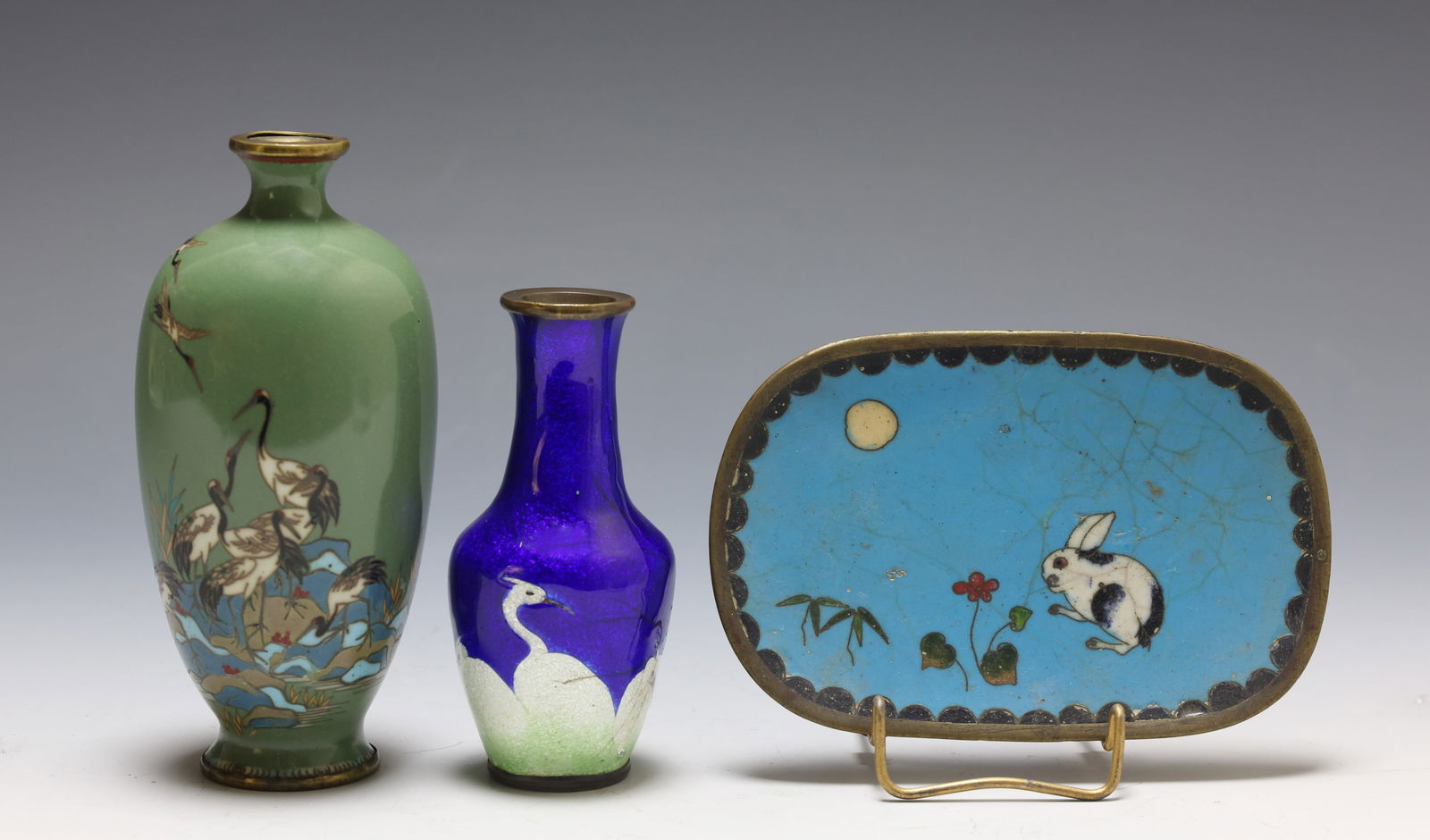 Japanese Cloisonne Vases and Tray (1 of 14)