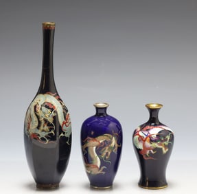 Japanese Cloisonne and Ginbari Vases