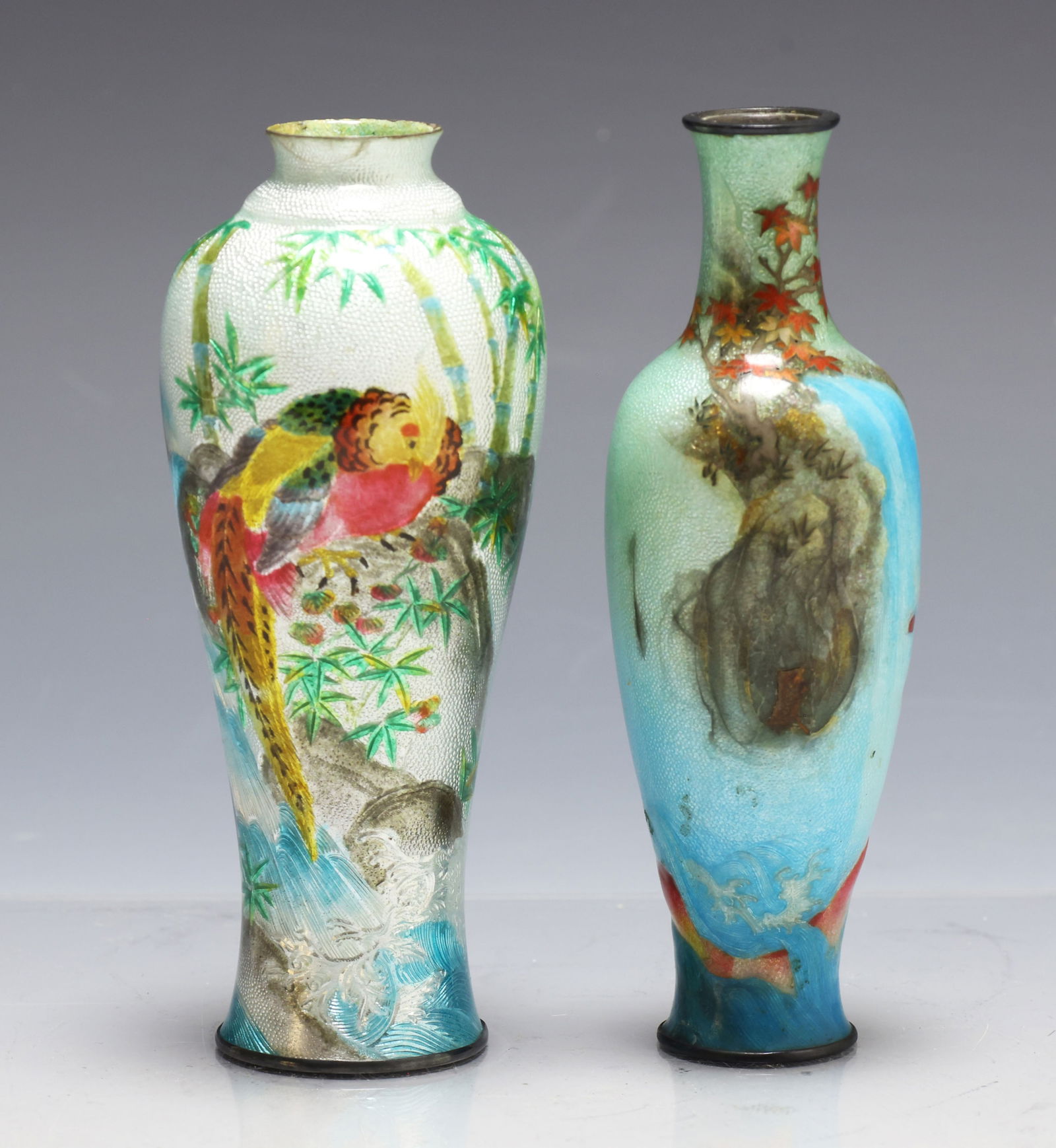 Tumeno Teitaro Japanese Tsuiki-Jippo Ginbari Cloisonne Vase and Complementing (1 of 8)