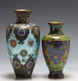 Japanese Goldstone and Ginbari Cloisonne Vases