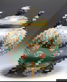 Japanese Goldstone Cloisonne Censer