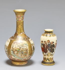 Japanese Satsuma Pottery Miniature Vases