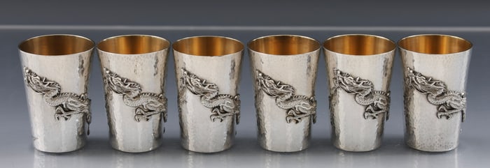Bisansha Japanese Silver Sake Cups
