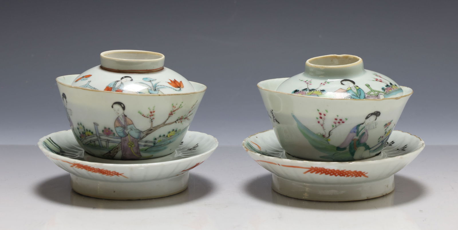 Chinese Famille Rose Porcelain Gaiwan Bowls (1 of 7)