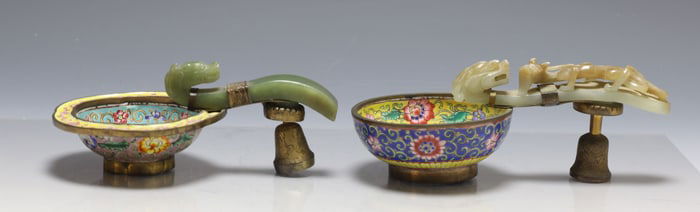 Chinese Jade and Enamel Bowls