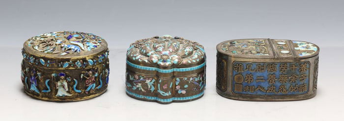 Chinese Enameled Silver Boxes