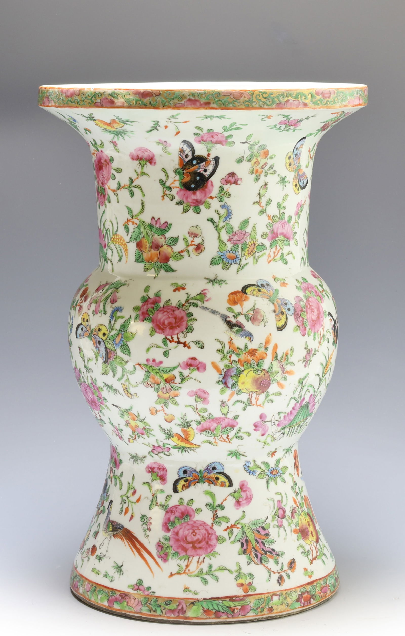 Chinese Rose Canton Porcelain Gu Vase (1 of 8)