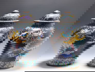 Chinese Cloisonne Temple Jars