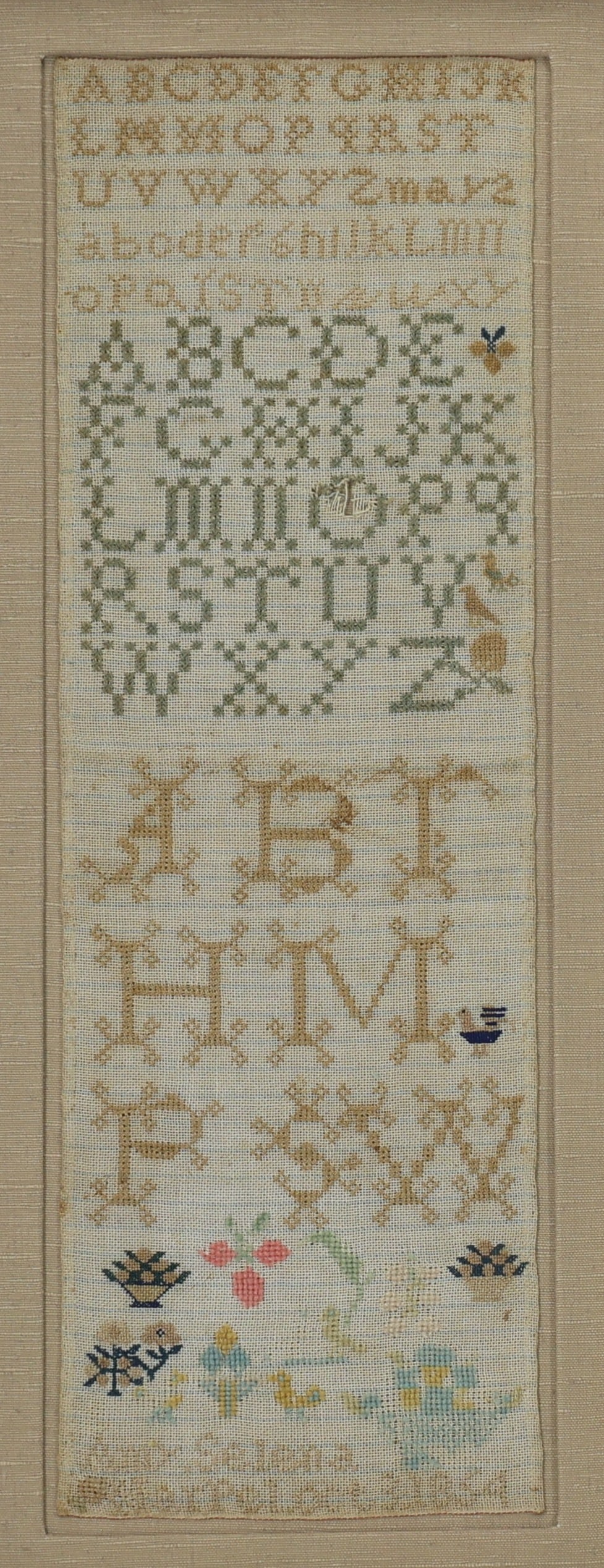 Needlework Alphabet Sampler, 1854 - 2