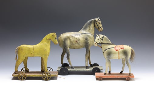 German Platform Pull Toy Horses