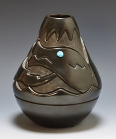 Phyllis and Marlin Hemlock Santa Clara Pueblo Pottery Vase