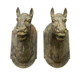 Cast Bronze Figural Horsehead Wall Plaques