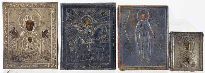 19th C. Russian Silver Oklad Icons
