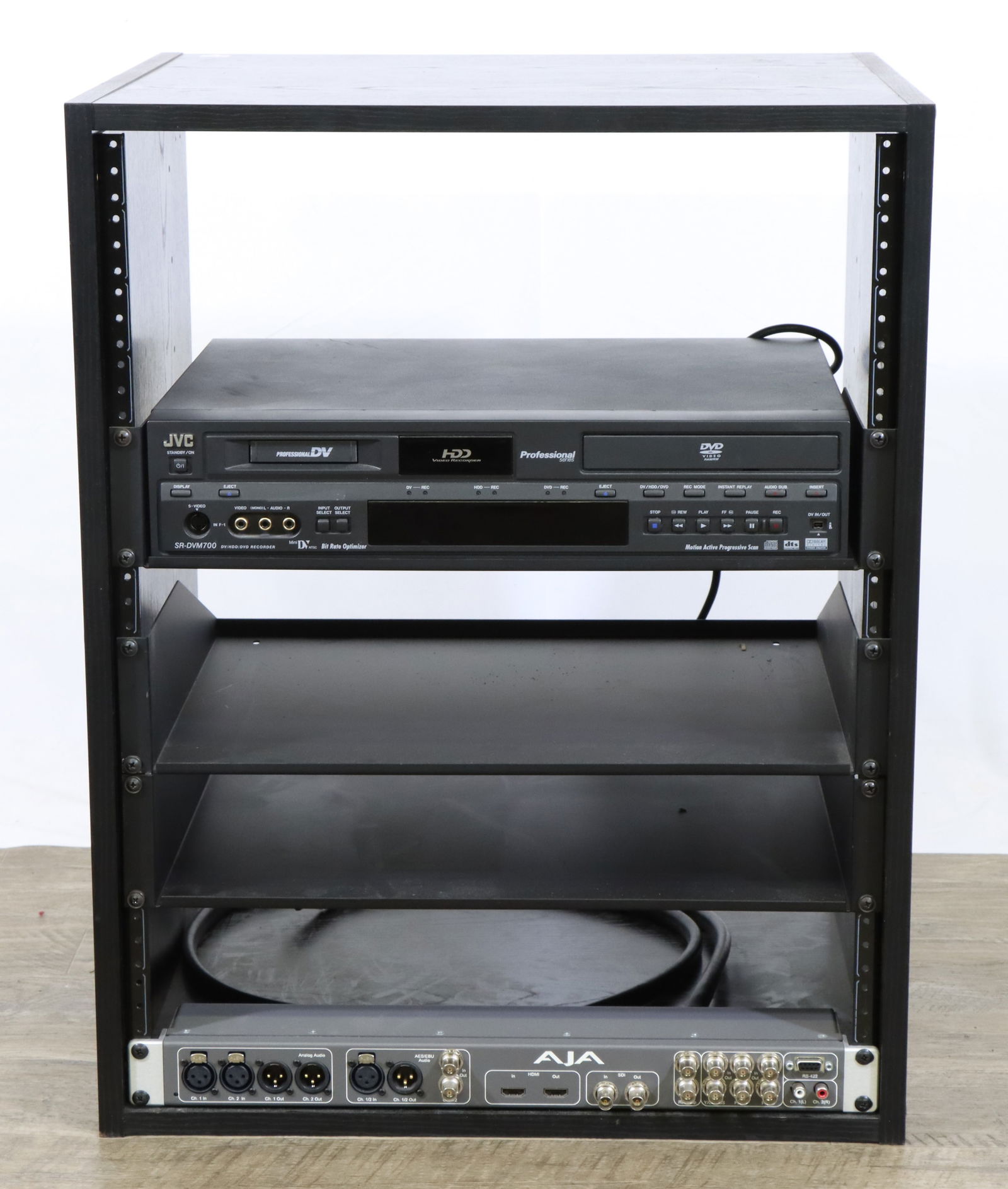 10-Space Equipment Rack with AJA KONA-KLHi & JVC SR-DVM700 Recorder (1 of 12)