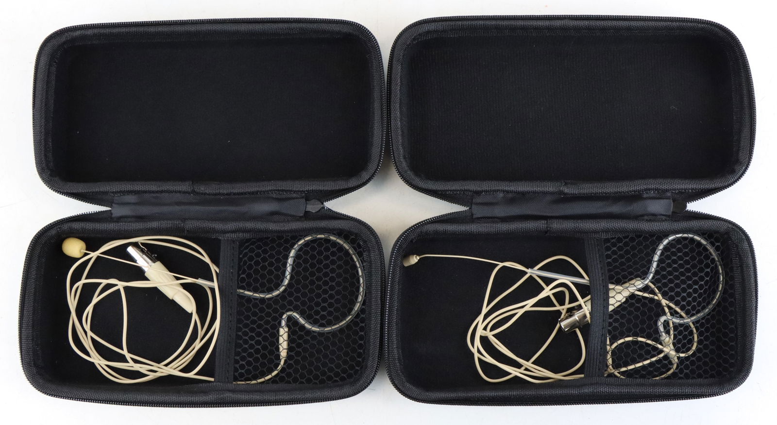 Countryman Mics: Countryman E6 earback directional microphones. Mini XLR connectors. Previously used in local church. In working condition. With protective cases 2"h x 7"w x 3.5"d