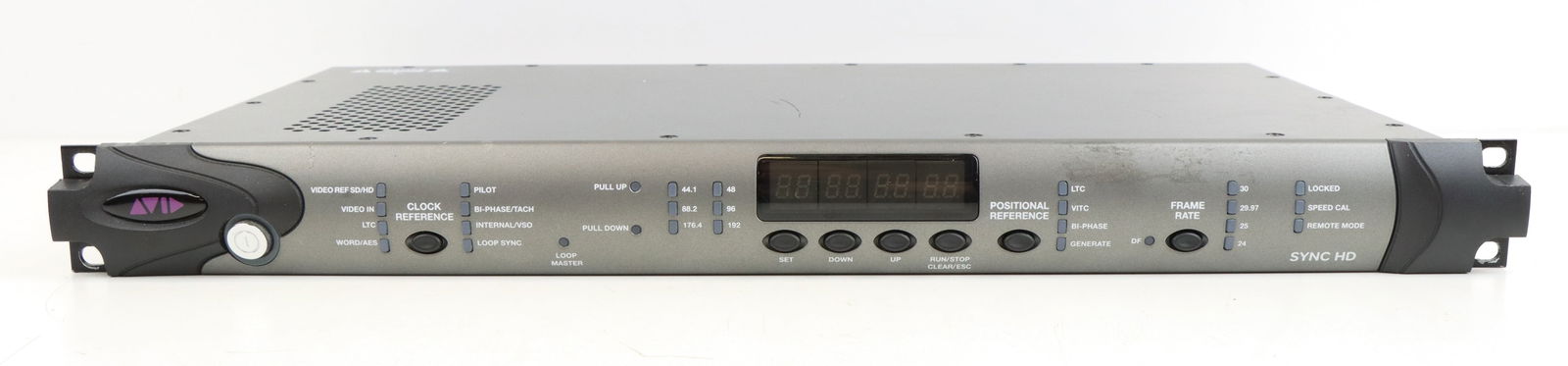 Avid Sync HD: Avid ProTools Synchronizer. Model #9900-38924-00 serial #BLDDB72700085G. Powers on, no power cord included. 1.75"h x 19"w x 10"d