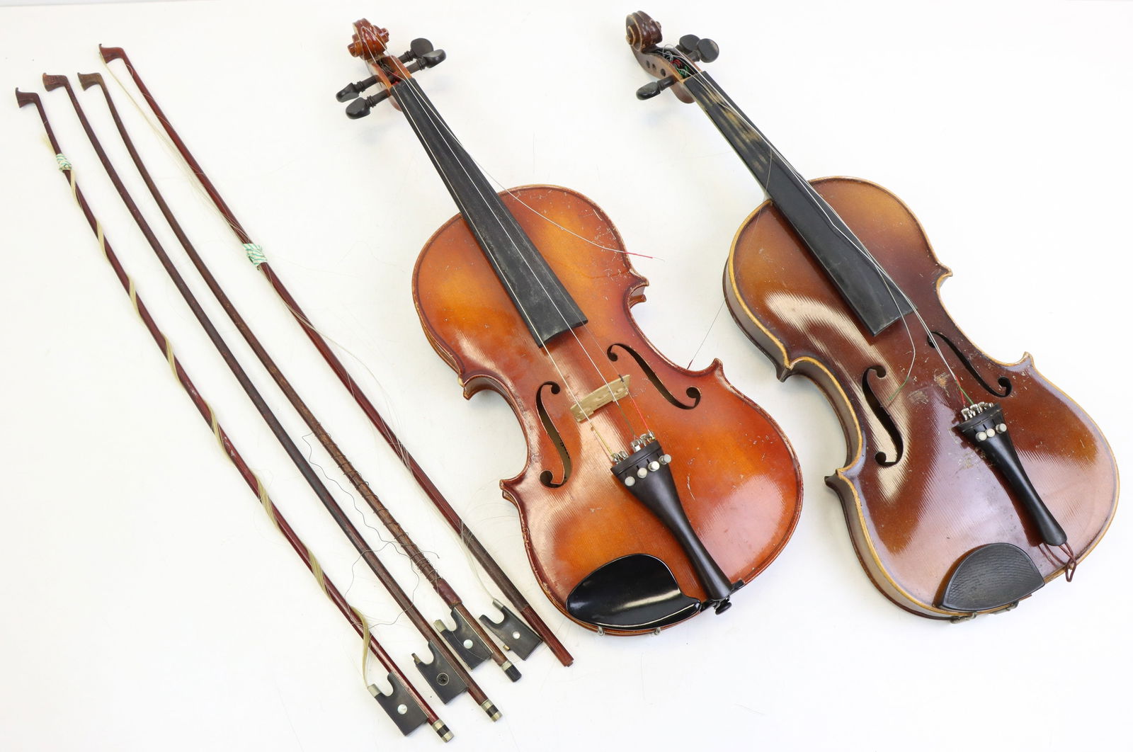 Lot of 3 Violin Cases, 2 Violins, 4 Bows (1 of 20)