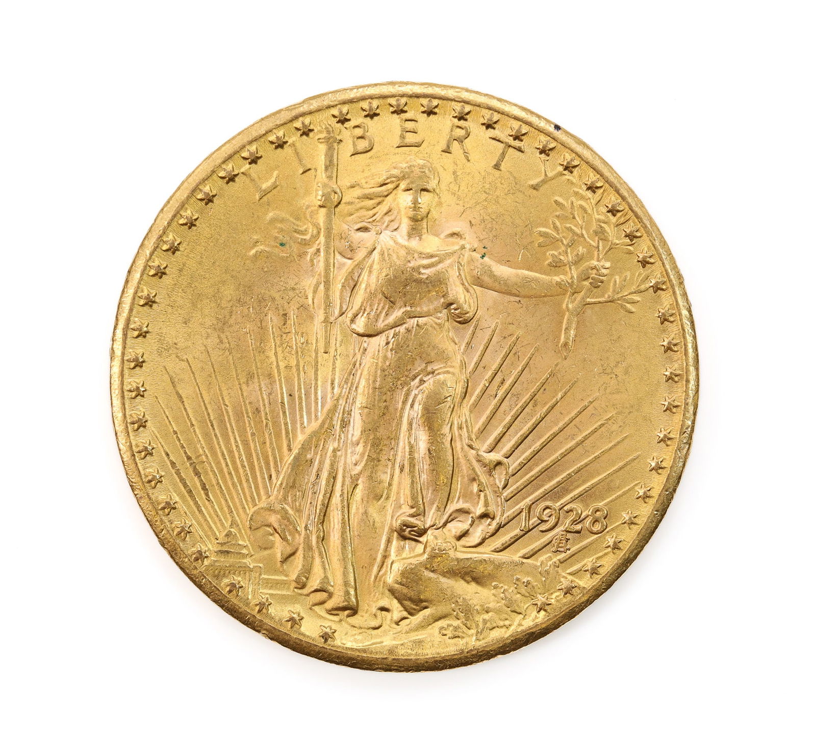 1928 $20 Gold Coin: United States 1928 St Gaudens Gold Double Eagle $20 gold coin, circulated condition.