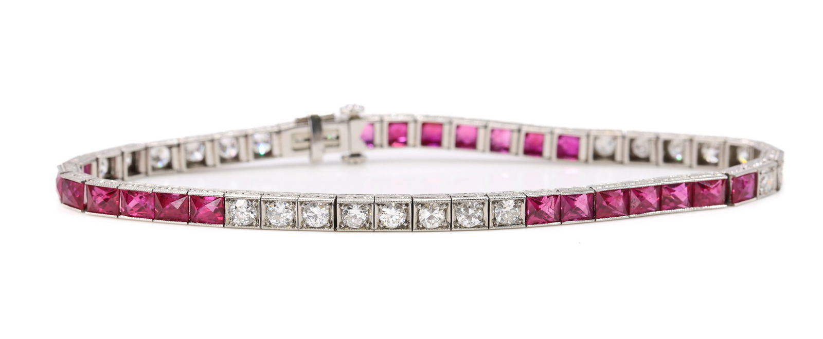 Black, Starr & Frost Platinum Ruby and Diamond Line Bracelet (1 of 9)