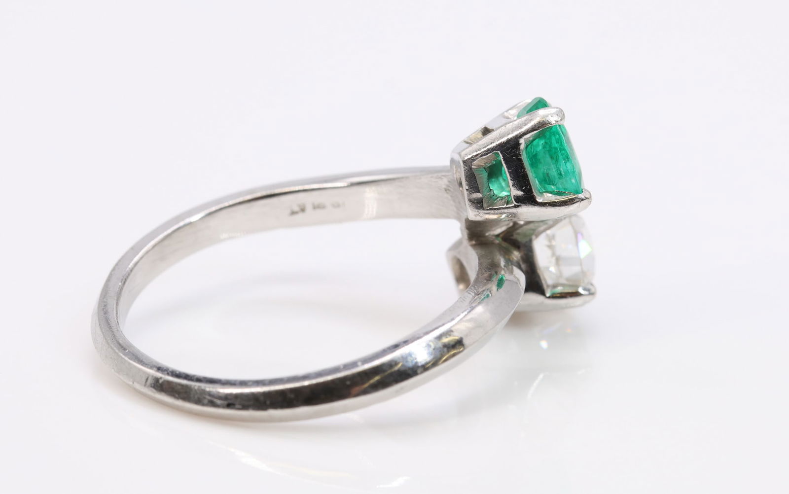 Platinum Emerald Diamond Ring - 5