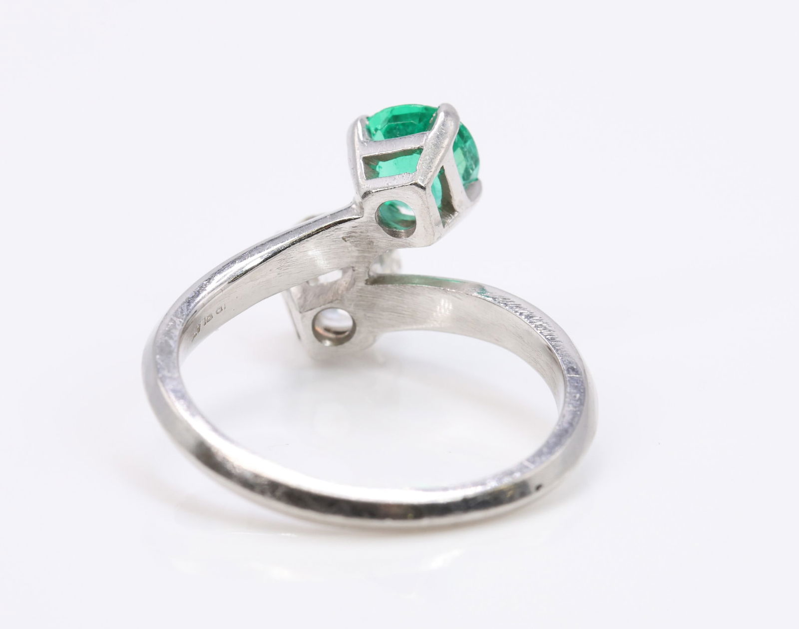 Platinum Emerald Diamond Ring - 6