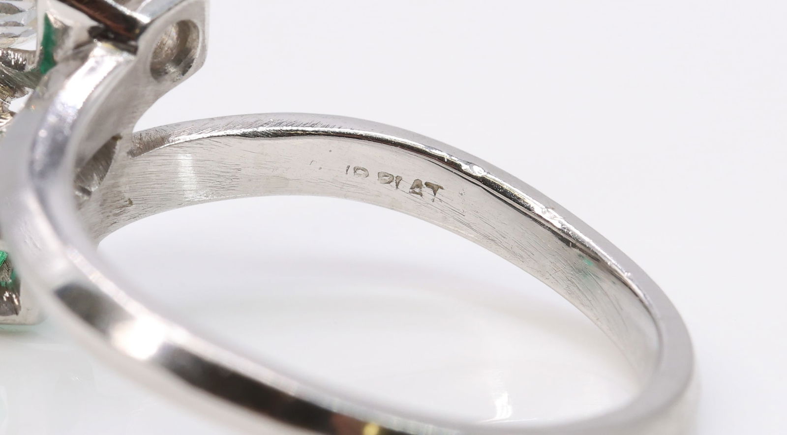 Platinum Emerald Diamond Ring - 7