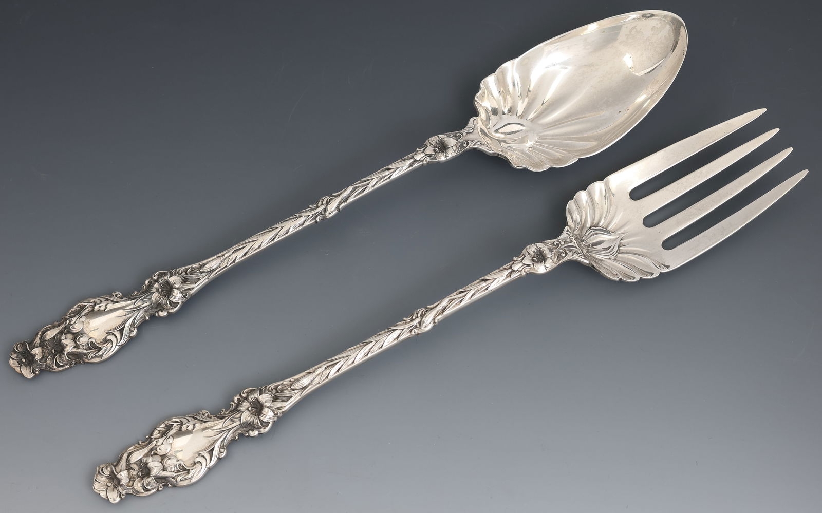 Whiting "Lily" Sterling Silver Salad Serving Set (1 of 7)