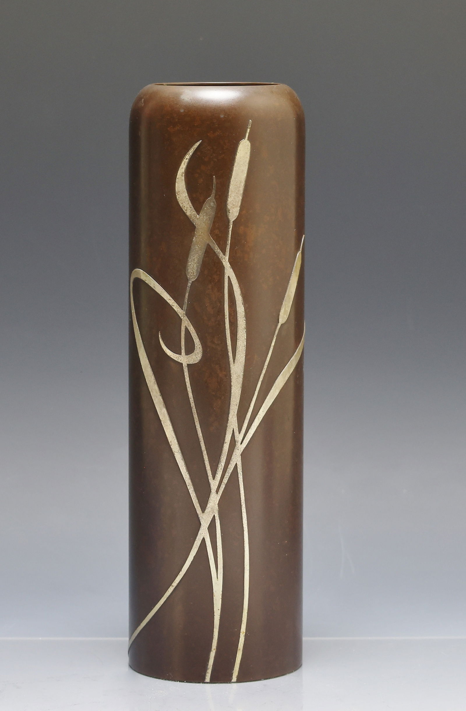 Heintz Sterling on Bronze "Cattails" Vase (1 of 8)