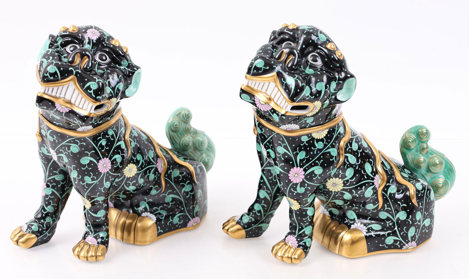 Herend "Black Dynasty" Porcelain Foo Dogs (1 of 12)