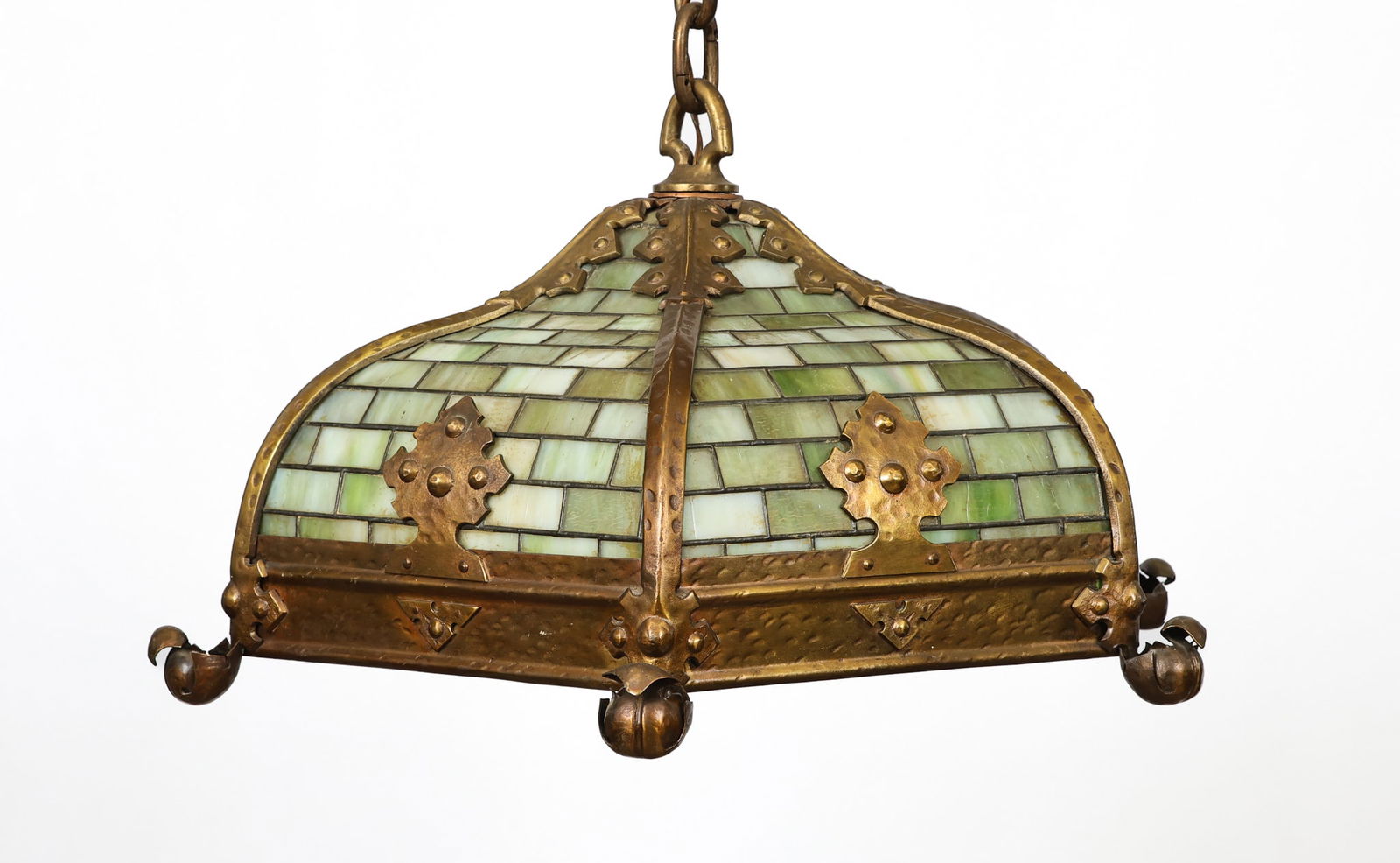 Duffner & Kimberly Bronze and Slag Glass Chandelier (1 of 15)