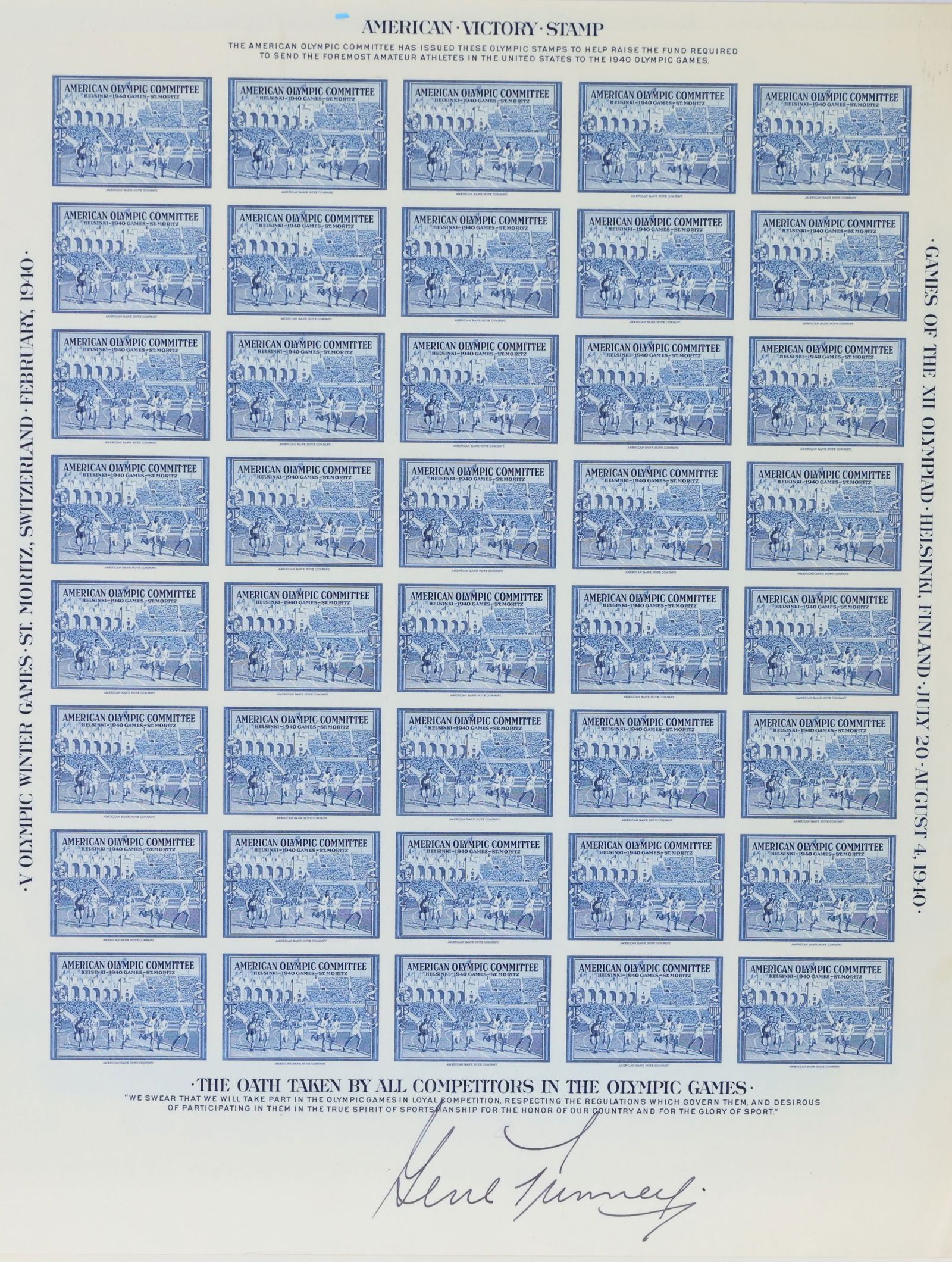 Autograph Sports Notables Gene Tunney and Grantland Rice: Pair of sports related autographs including; 1.) Autograph of James Joseph "Gene" Tunney (1897-1978) Irish-American professional boxer who held the . He held the American light heavyweight title twice