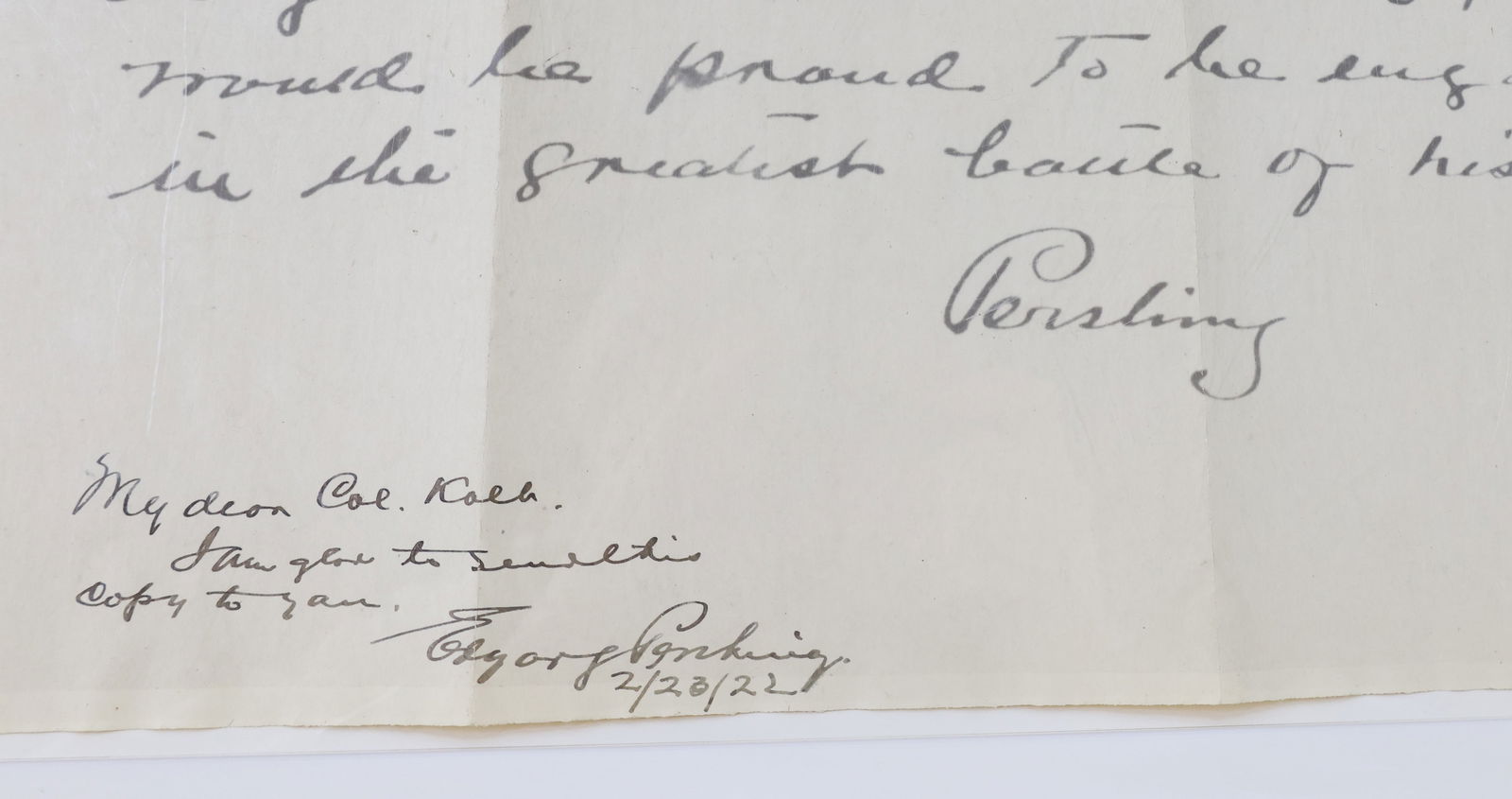 Autograph of General John Pershing (1 of 5)