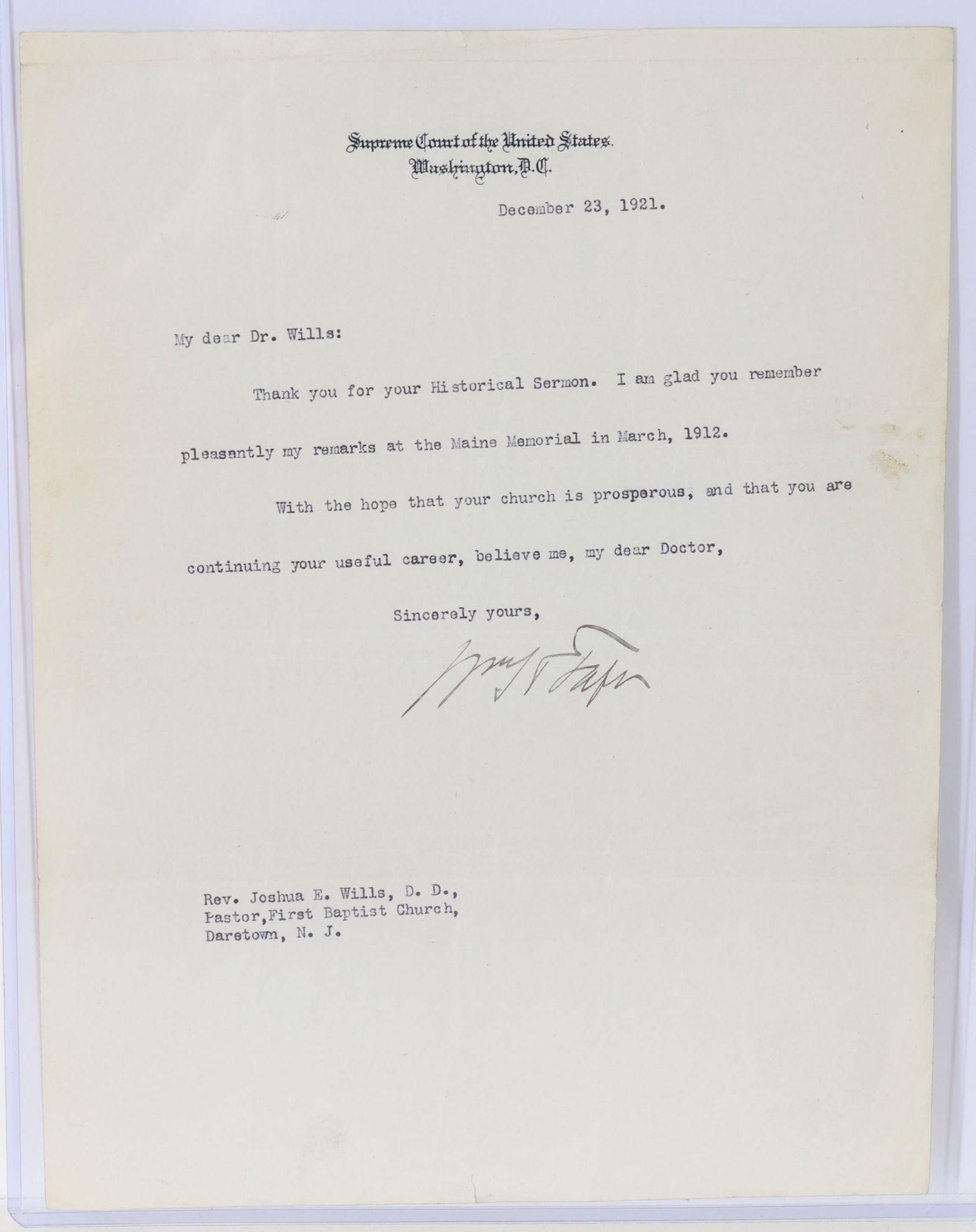 Autograph of William H. Taft (1 of 5)