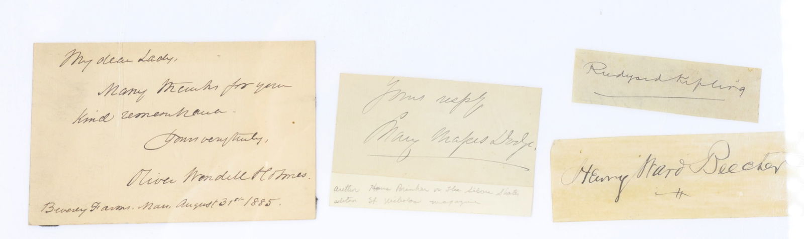 Autographs of Authors and Famous Personages Rudyard Kipling, Mary Mapes Dodge, Oliver Wendell (1 of 6)