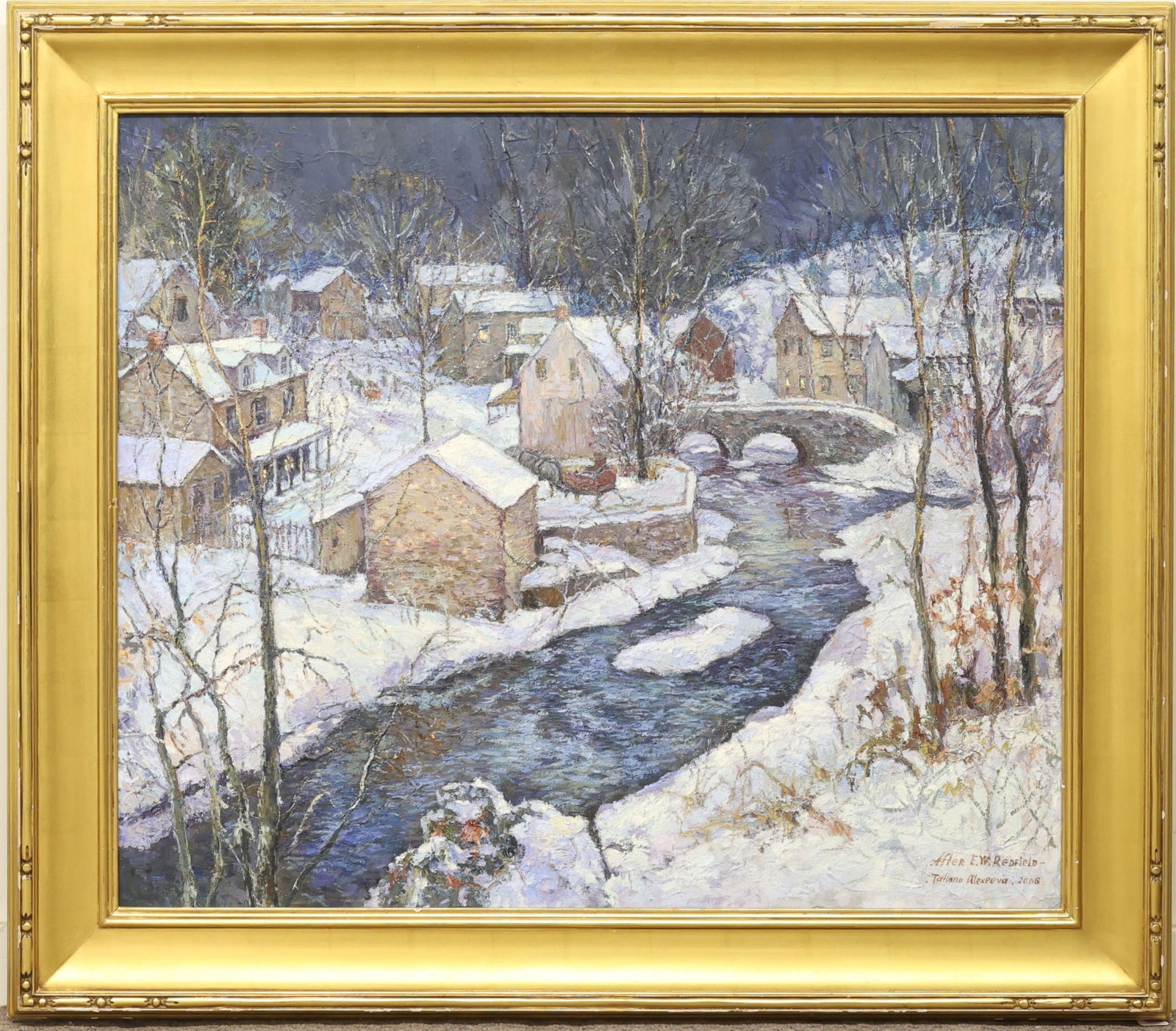 Tatiana M. Alexeeva (Born 1963): Oil on canvas, "Inspired by Mr. Redfield", SDLR 2006. 30"h x 36"w and 38"h x 44"w framed. From the Estate of George R. Parry, proceeds to benefit Temple University and Central Bucks School District.