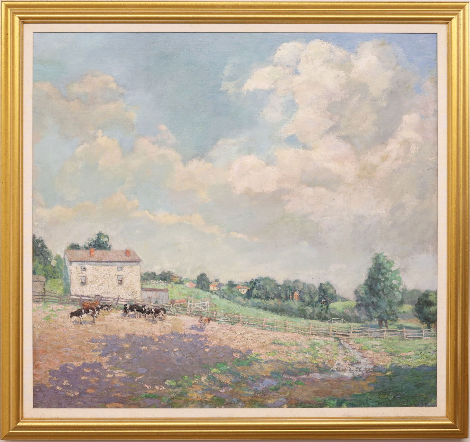 Elizabeth Fisher Washington (1871 - 1953): Oil on canvas, "Summer Sky", SLR. Provenance: Freemans Auction. 40.75"h x 43"w and 47"h x 49.5"w framed From the Estate of George R. Parry, proceeds to benefit Temple University and Central Bucks