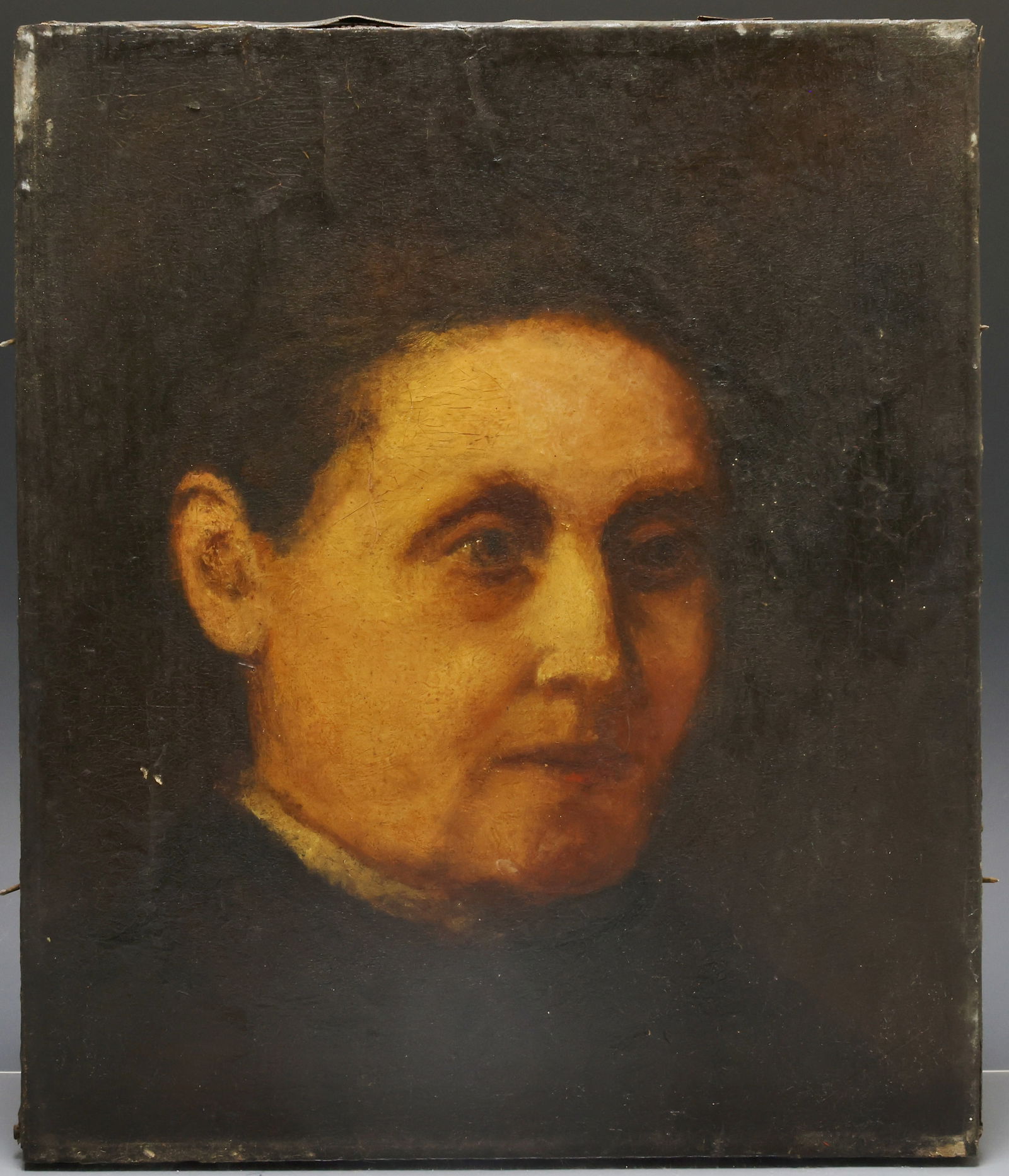 Attr. Thomas Eakins (1844 - 1916): Oil on board, "Scetch for Head", unsigned. Portrait of a woman. 13.5"h x 11.5"w