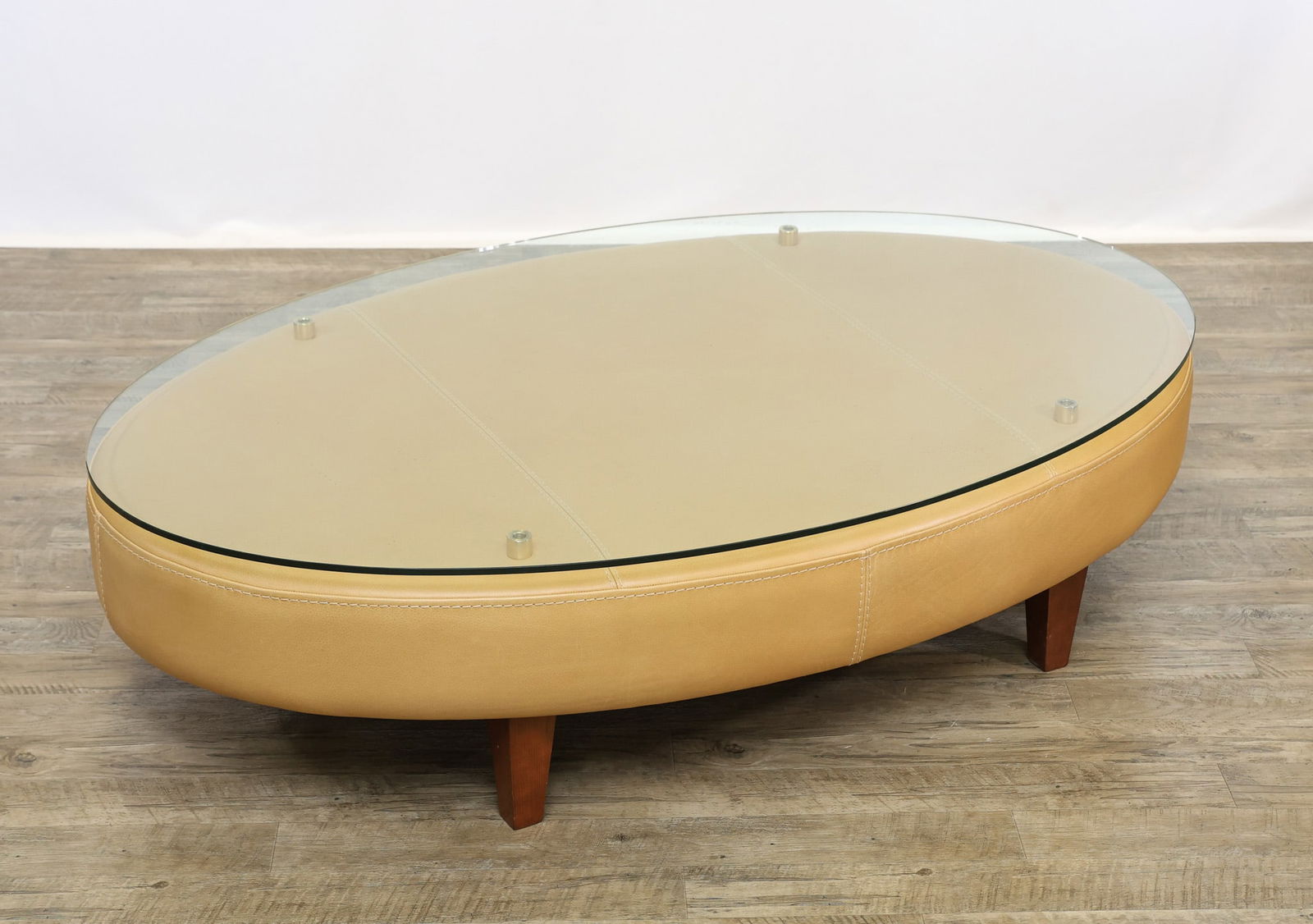 Gamma Arredamenti Leather and Glass Coffee Table (1 of 9)