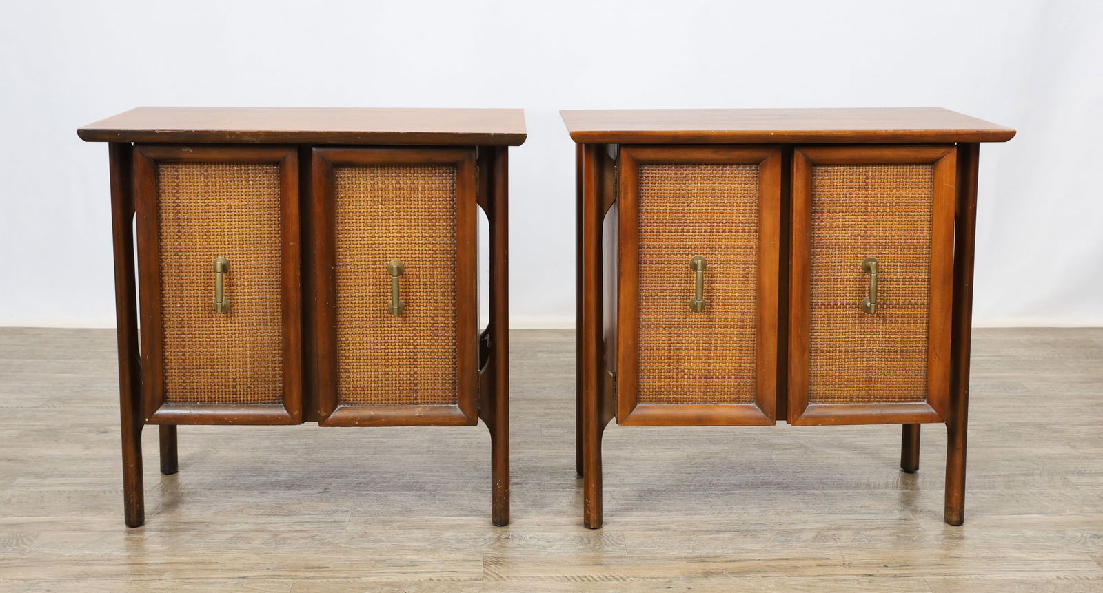 Walnut and Cane Nightstands - 2