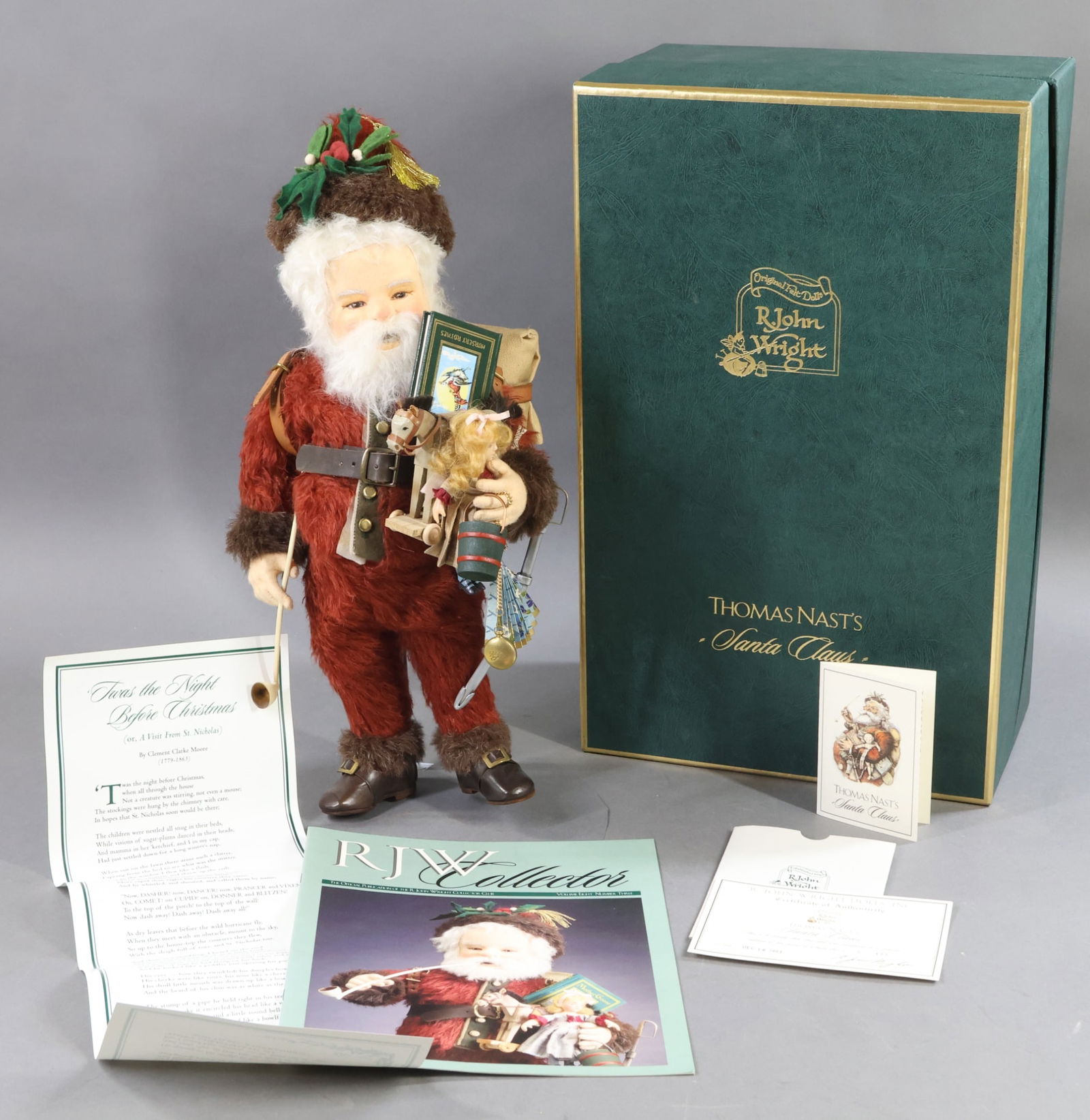 R. JOHN WRIGHT.: MIB 14" 2003 Thomas Nast's "Santa Claus", No. 117/300. COA. This lot is being sold AS IS.