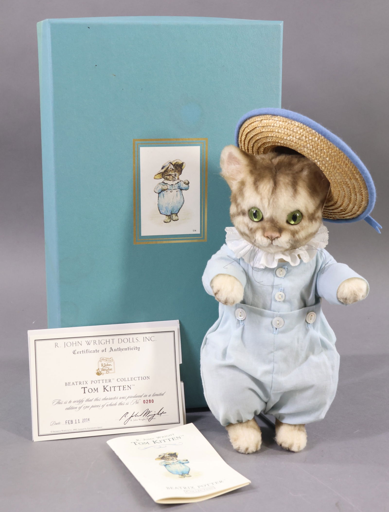R. JOHN WRIGHT.: BEATRIX POTTER COLLECTION. 10" 2004 MIB "Tom Kitten", 0280/1500, COA. This lot is being sold AS IS.