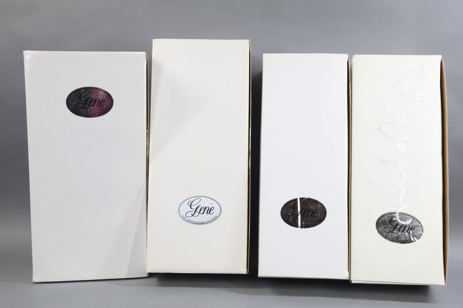 CONTEMPORARY ARTIST DOLLS.: LOT of Mel Odom's GENE. (3) Nearly MINT NFRB dolls in OB. Also - 1997 MINT GENE's Christmas Tree, NRFB. "White Christmas" (box has been written on). Dolls : Undated"Spring in Central Park". COA.(Age