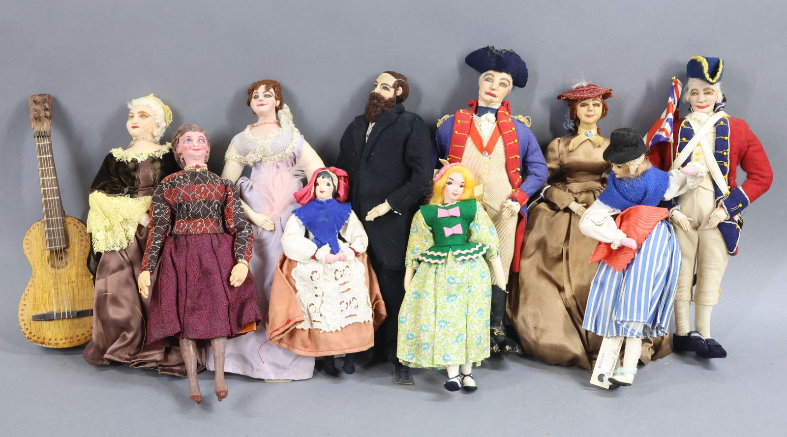 RAVCA.: LOT of (10) RAVCA dolls - (3) Frances and (7) Bernard. Frances - (1) is tagged Bernard, but it is of her style. (3) Ladies, more delicate, 6 1/4", 6 1/2", 7 1/2". Welsh and Irish? Bernard - pair of 9