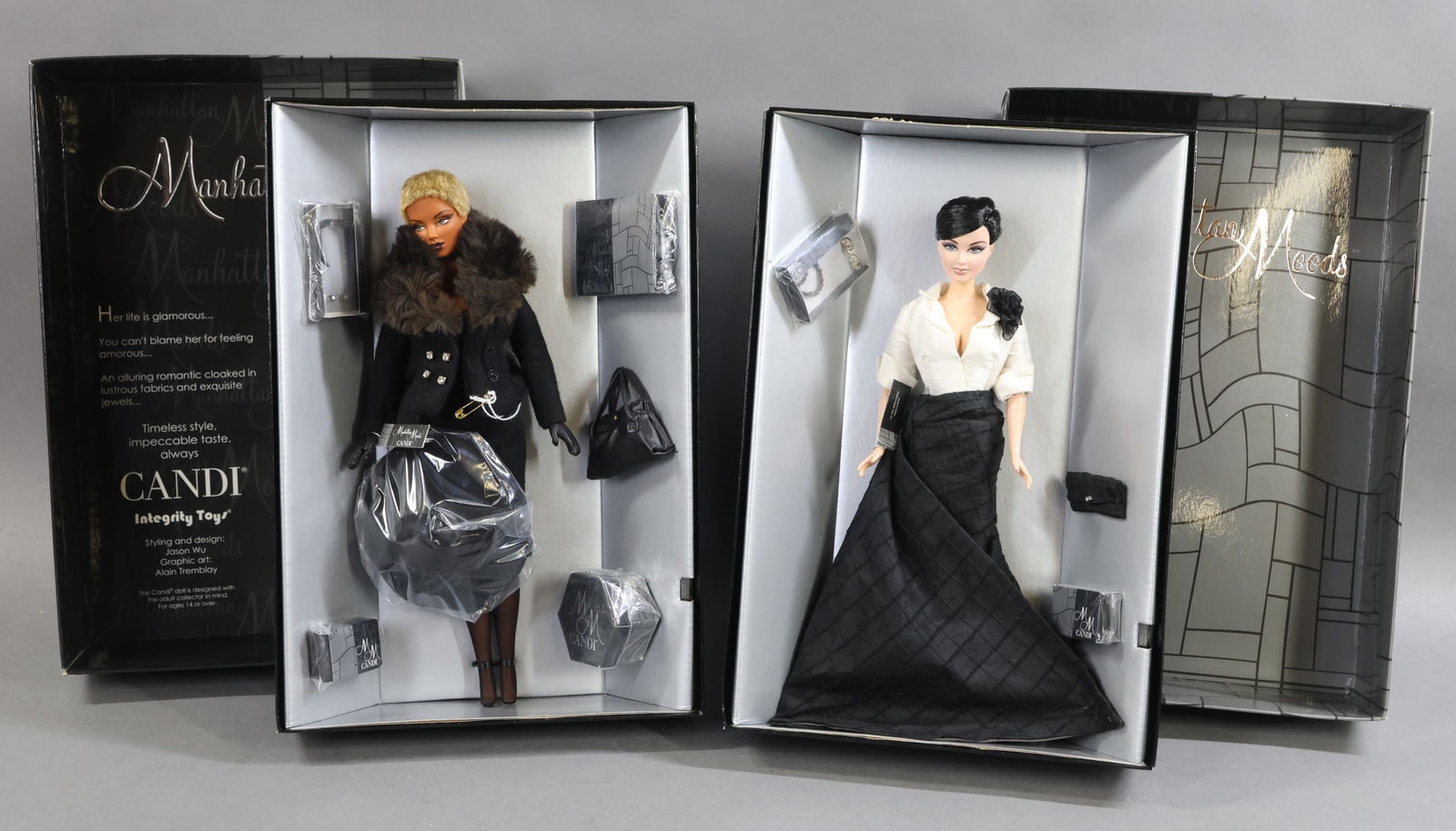 JASON WU.: Pair of MIB NRFB CANDI dolls. "Manhattan Moods, 2002, Integrity Toys. This lot is being sold AS IS.