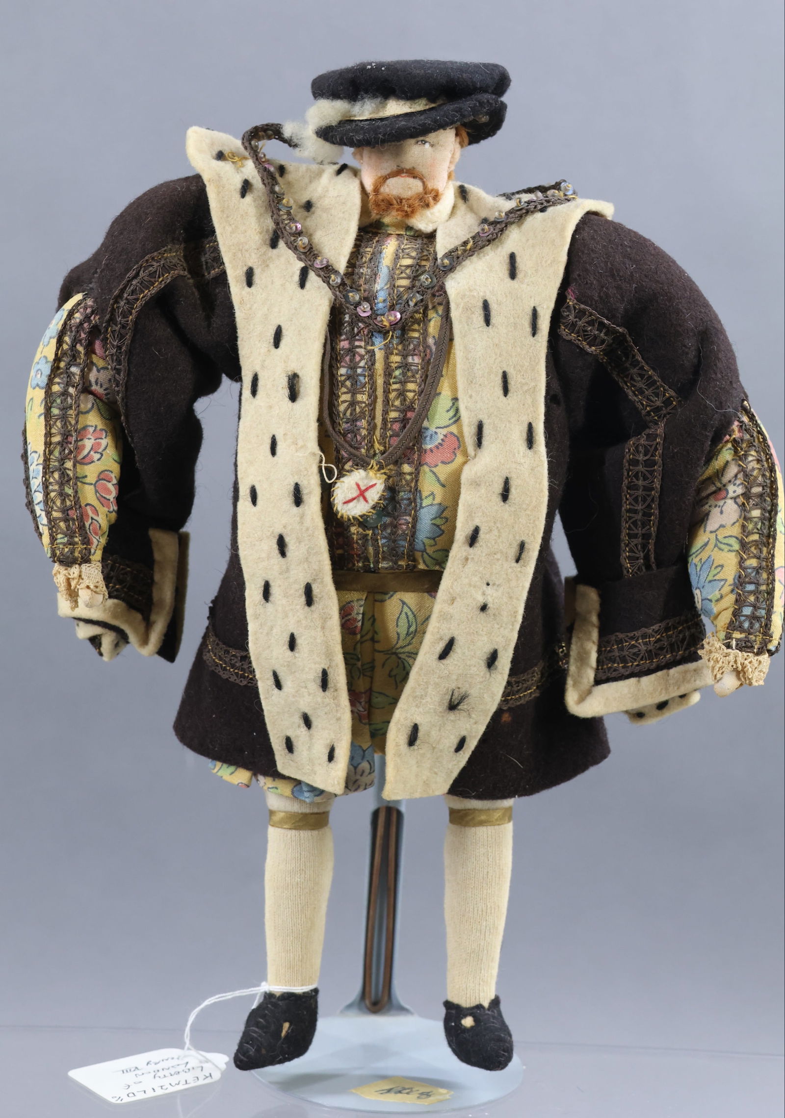 LIBERTY OF LONDON.: All original tagged KING HENRY VIII doll. Reign was 1509-1547. Stand. Condition: age loss, discoloration. This lot is being sold AS IS.