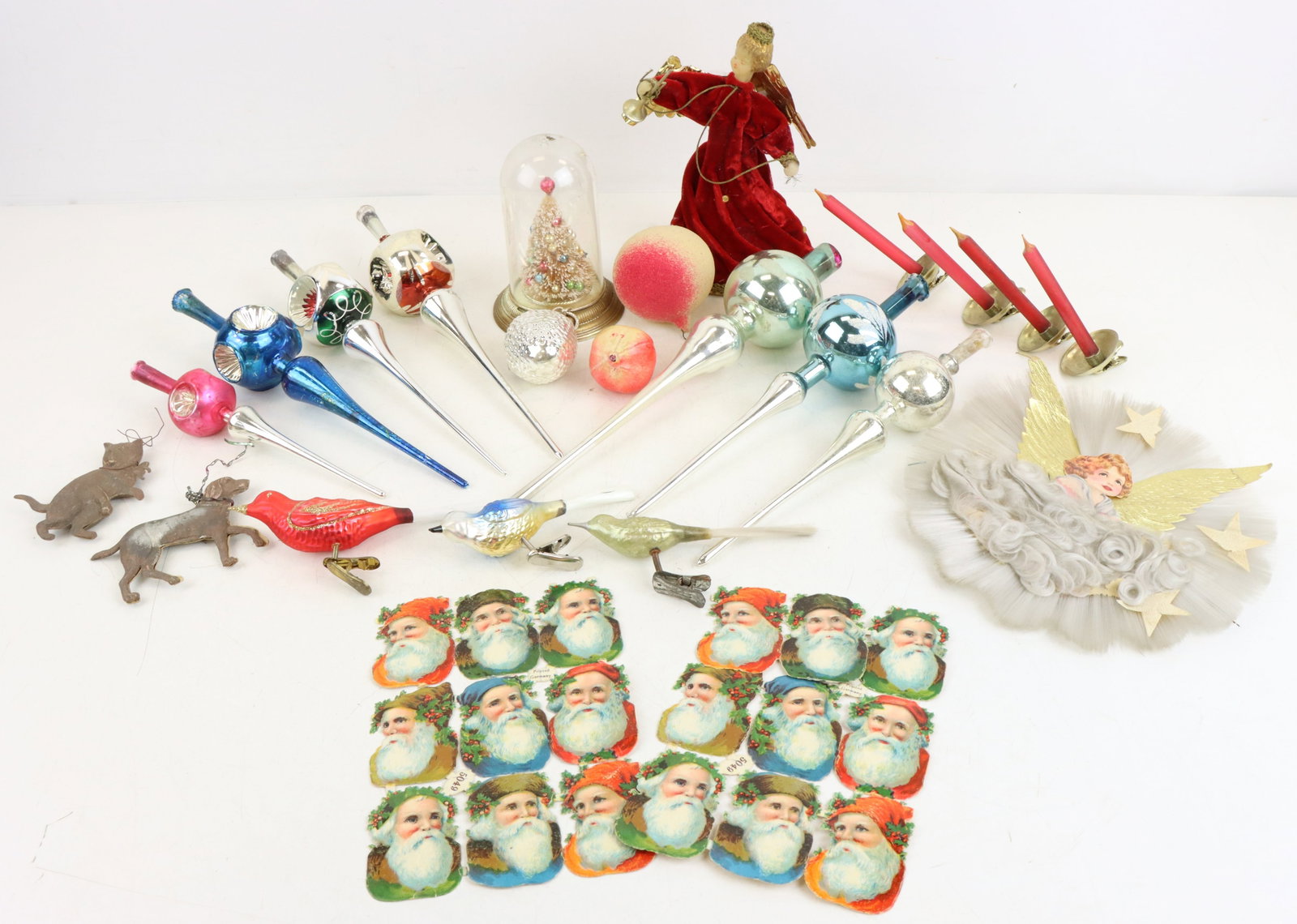 Antique Dresden & Assorted Christmas Decorations (1 of 19)