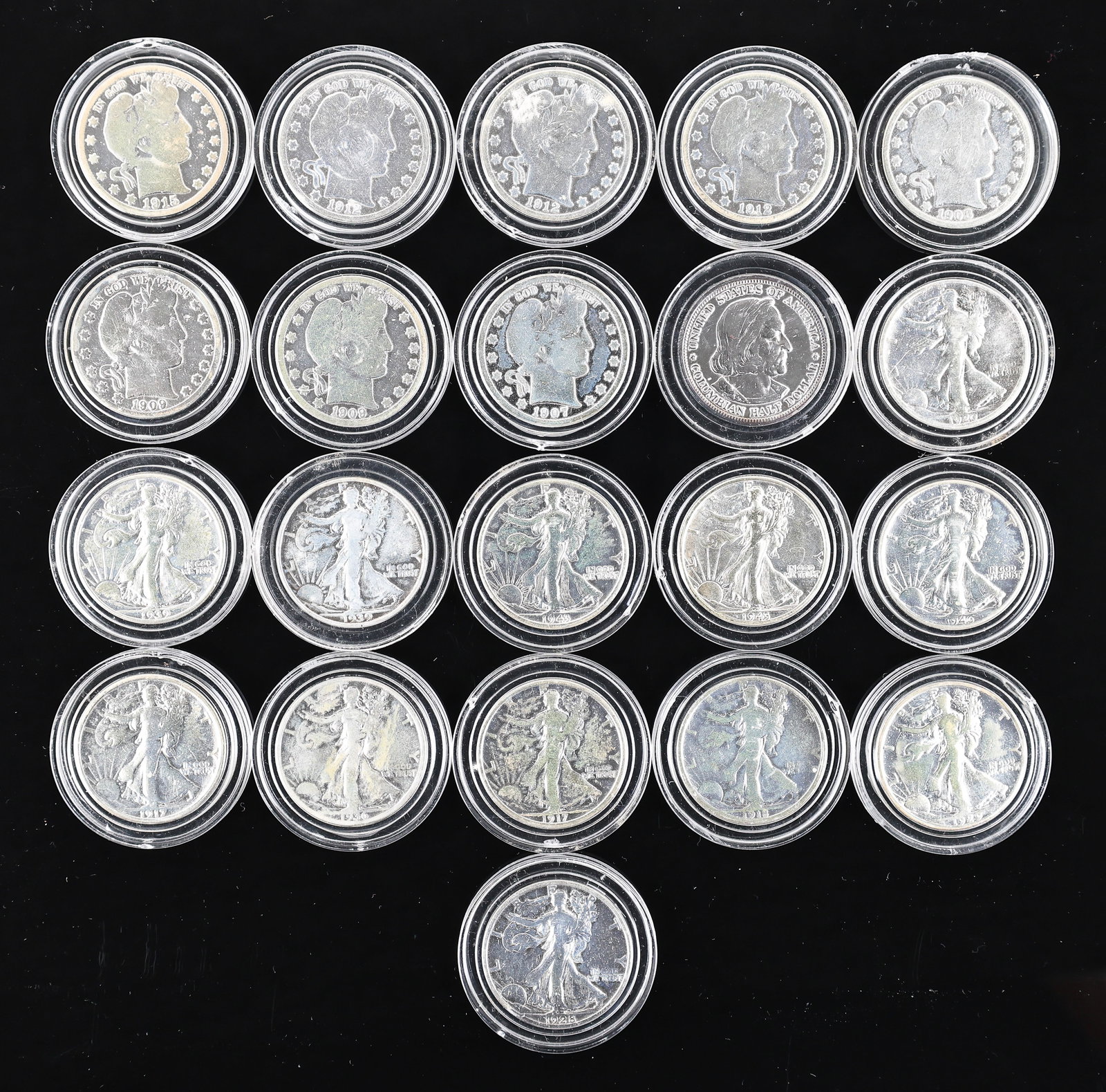 Columbian Expo, Barber, and Walking Liberty Silver Half Dollars (1 of 12)