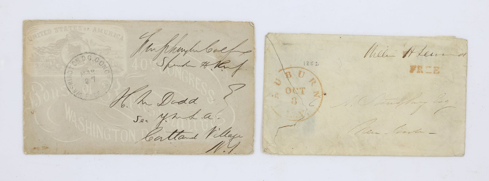 Autographs of Politicians William H. Seward and Schuyler Colfax on Free Franked Covers (1 of 6)