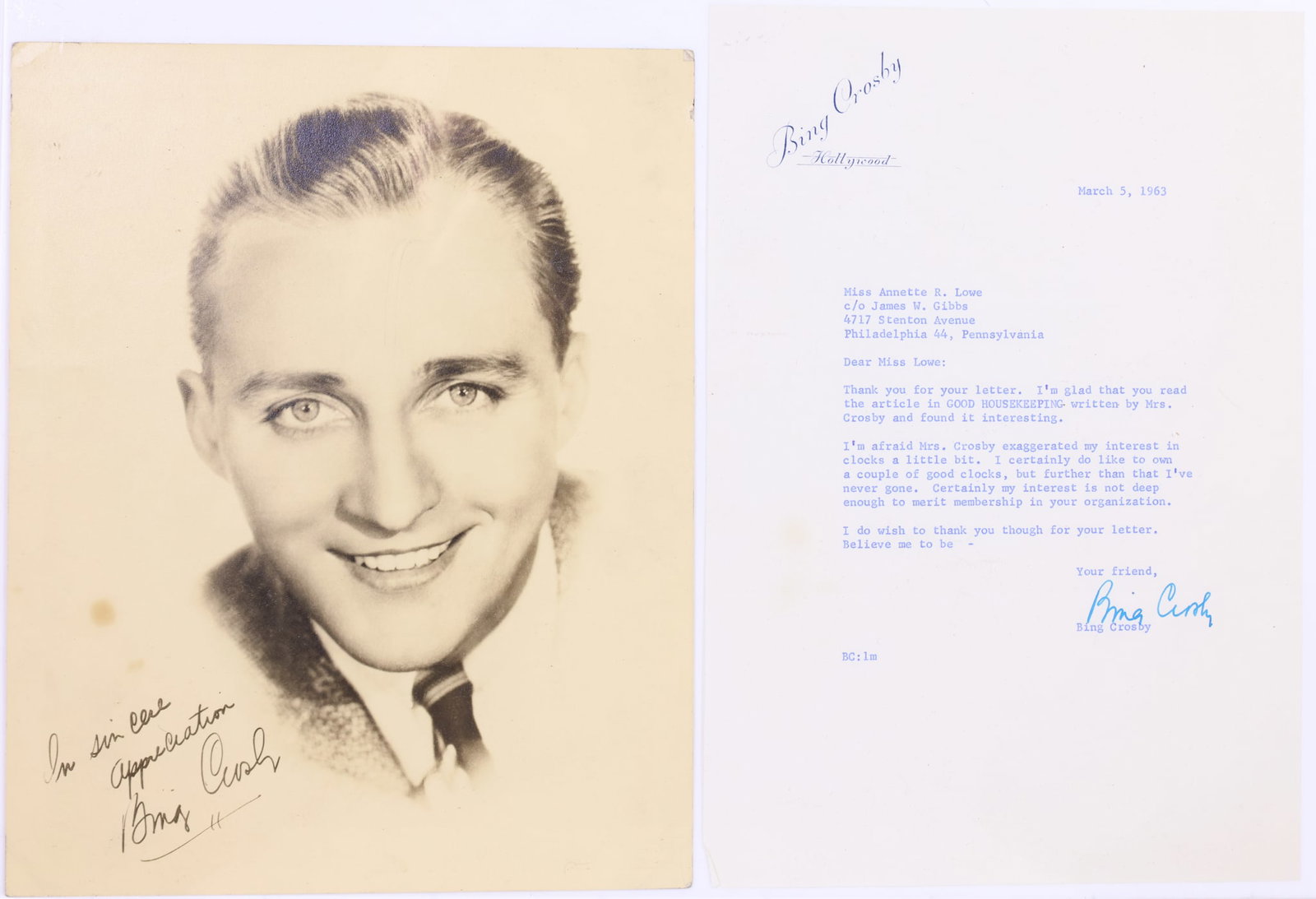 Autographs of Actor and Singer Bing Crosby (1 of 7)